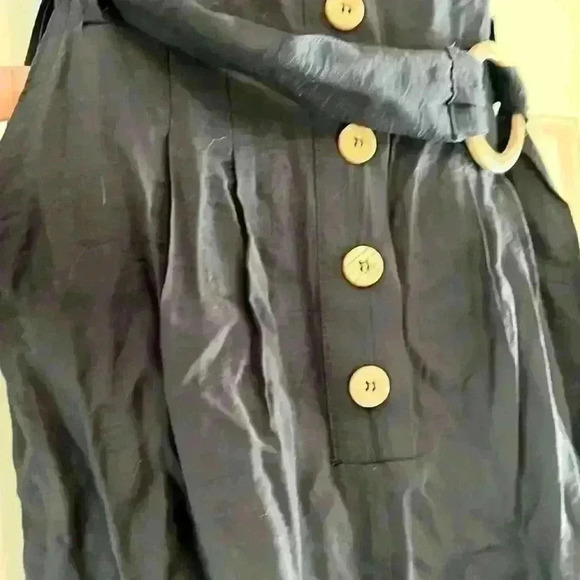 HYFVE true navy button down belted romper w/ front and side pocket details Sz S - Picture 4 of 7